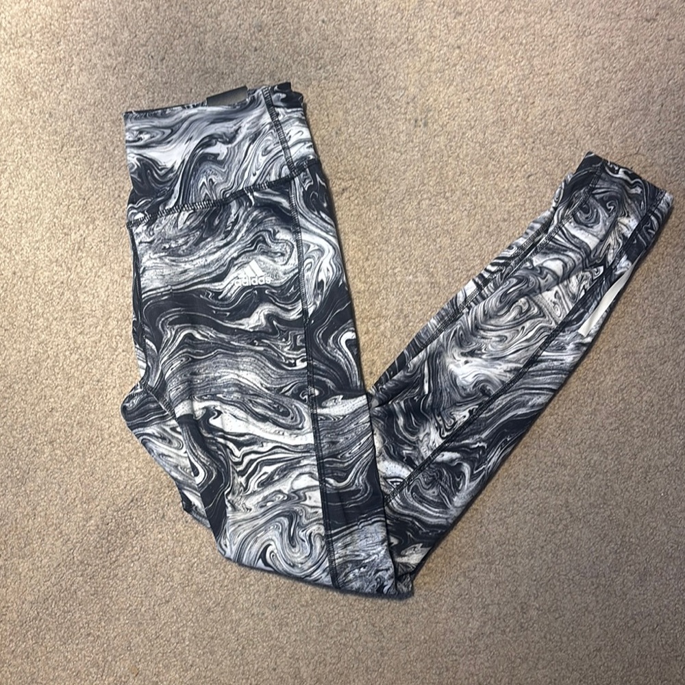 Adidas Marble High-Rise Full-Length Style Training Leggings